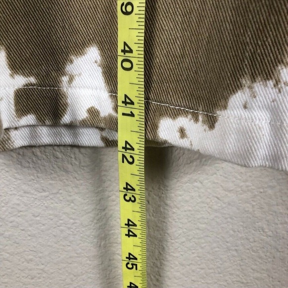 Et Clet Jeans Womens Large Tan White Denim Tie Dye High Rise Wide Leg Casual New - Picture 12 of 16